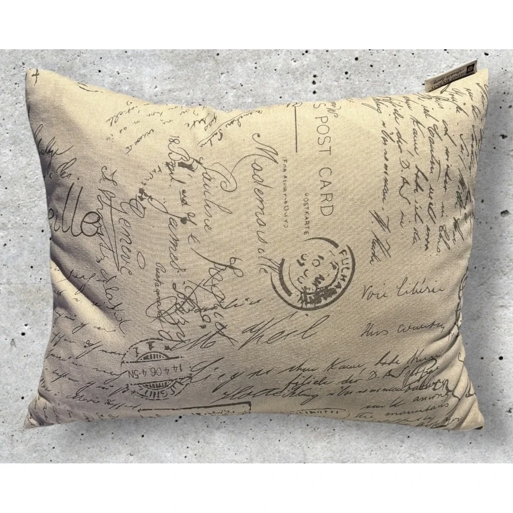 HiEnd Accents Fairfield Classic Throw Pillow 16x21 inch, Taupe Printed Script - Picture 2 of 5